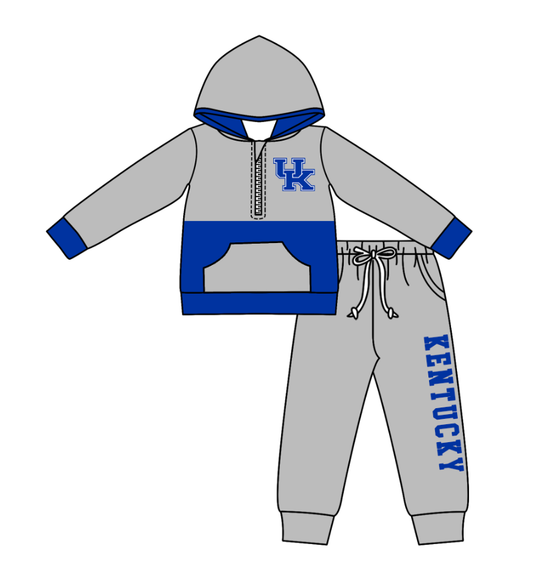 Custom moq 5 mix size eta 6-8weeks milk silk summer teams gray baby boy clothes hooded long sleeve pants sets-25.10.24