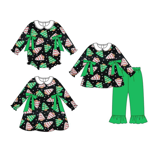 Custom moq 5 each style eta 6-7weeks baby girl clothes Christmas long sleeve pants sets and romper and dress -25.8.9