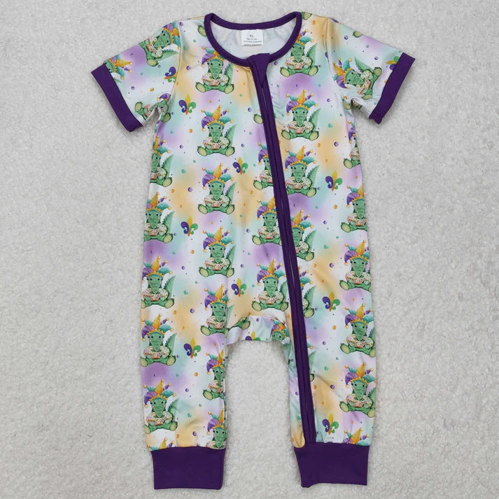 RTS NO MOQ Sibling Baby girls clothes mardi gras short-sleeved trousers suit & rompers