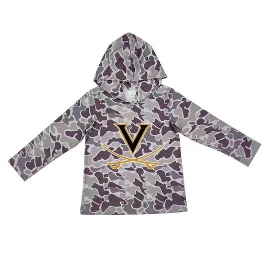 Custom moq 5 mix size milk silk summer team baby girls and boys clothes camouflage hooded long sleeve top-25.10.22