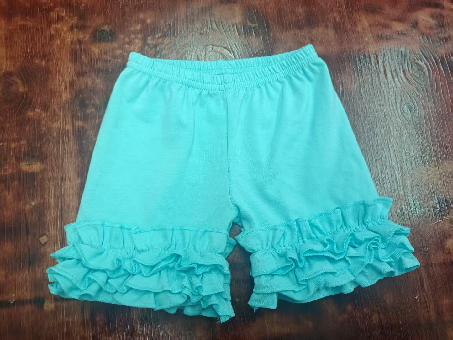 Custom moq 3 eta 6-7weeks baby girls clothes lace light blue and green Summer Shorts