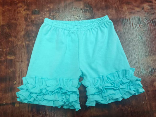 Custom moq 3 eta 6-7weeks baby girls clothes lace light blue and green Summer Shorts