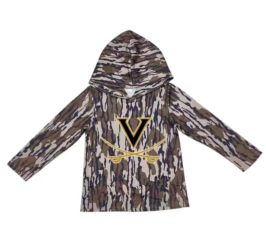 Custom moq 5 mix size milk silk summer team baby girls and boys clothes camouflage hooded long sleeve top-25.10.22