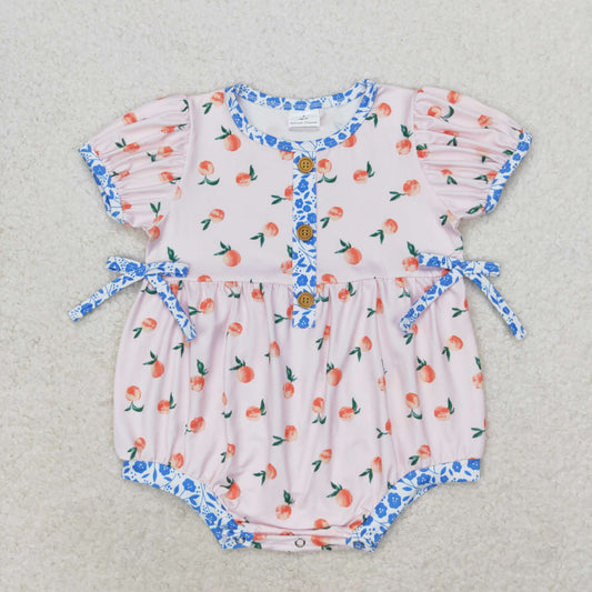 RTS no moq SR1425 Peach blue floral pink short-sleeved jumpsuit