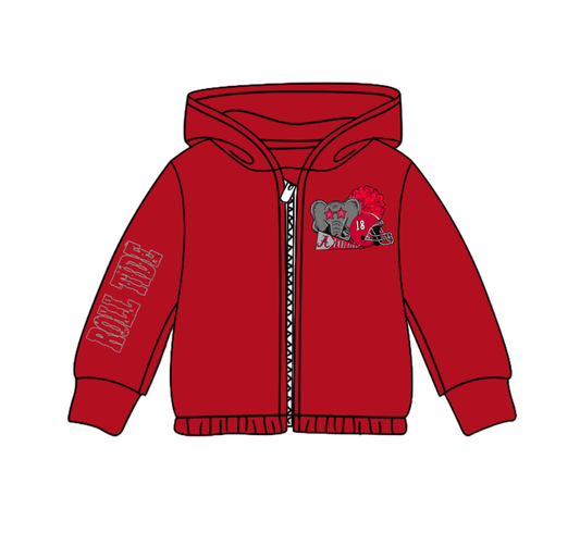 Custom moq 5 mix size milk silk baby girls clothes team red hooded long sleeve top-25.8.2