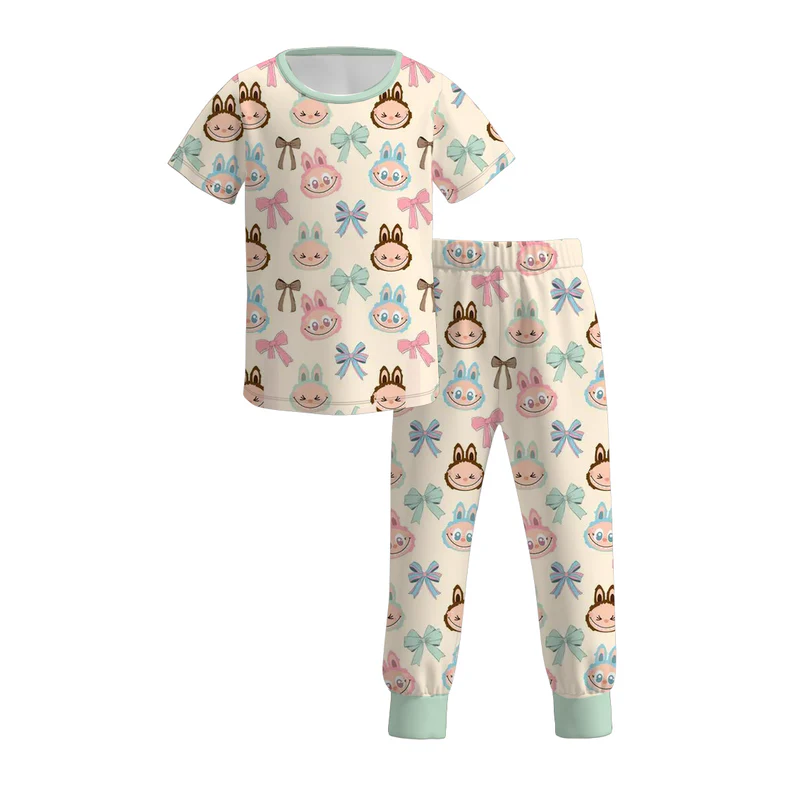 Custom moq 5 each style eta 6-7weeks baby girl clothes summer short sleeve pants sets 4 -25.7.16
