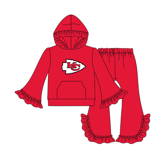 Custom moq 5 mix size milk silk summer teams baby girls clothes lace red hooded long sleeve pants sets