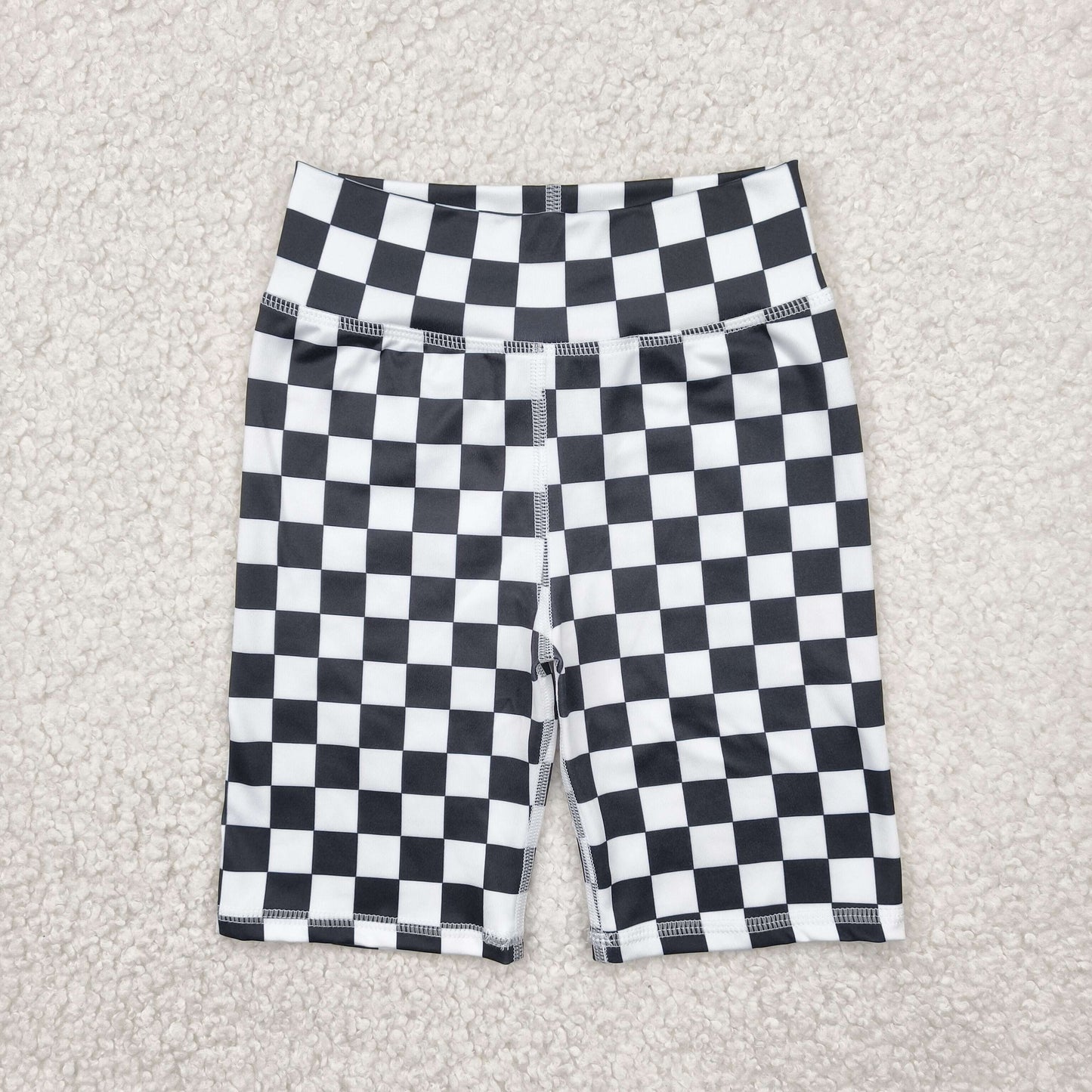 RTS NO MOQ SS0537 Black and white checkered checkered yoga cycling shorts