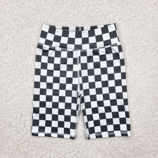 RTS NO MOQ SS0537 Black and white checkered checkered yoga cycling shorts