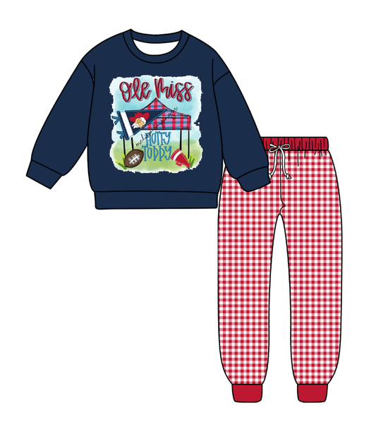 Custom moq 5 mix size milk silk summer teams baby boy clothes dark blue long sleeve pants sets-25.9.9