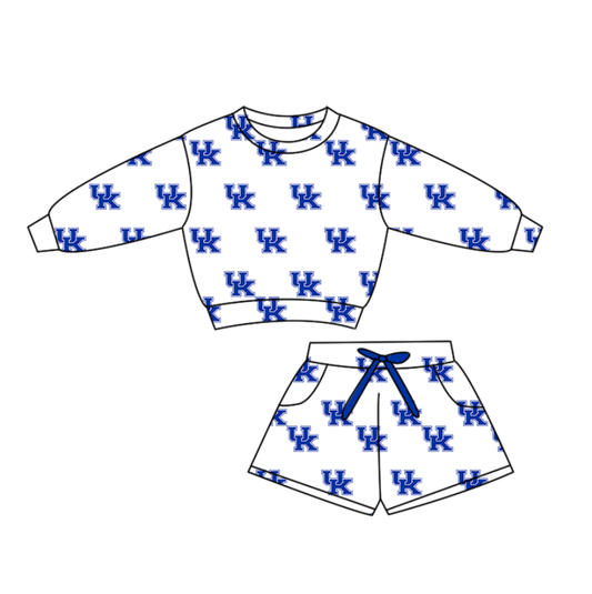 Custom moq 5 each style eta 6-8weeks baby boy clothes team blue long sleeve shorts sets-25.10.15