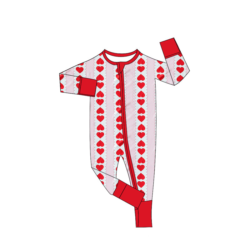 Deadline November 10 custom no moq eta 6-8weeks Red Heart Stripe Long Zipper Climbing Suit