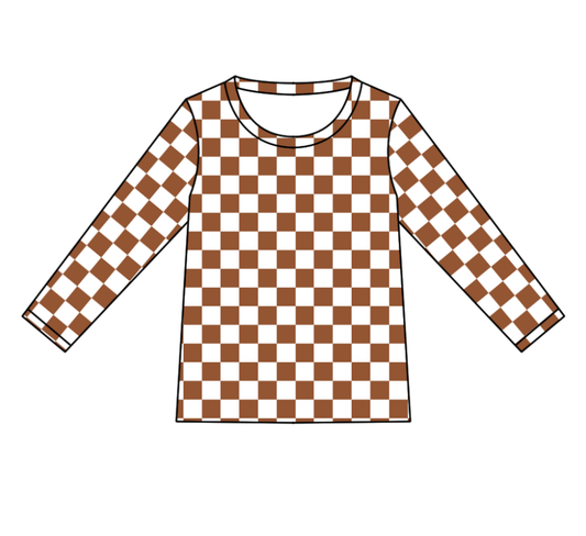 Custom moq 5 each style eta 6-7weeks baby boy clothes khahi plaid long sleeve top-25.8.25