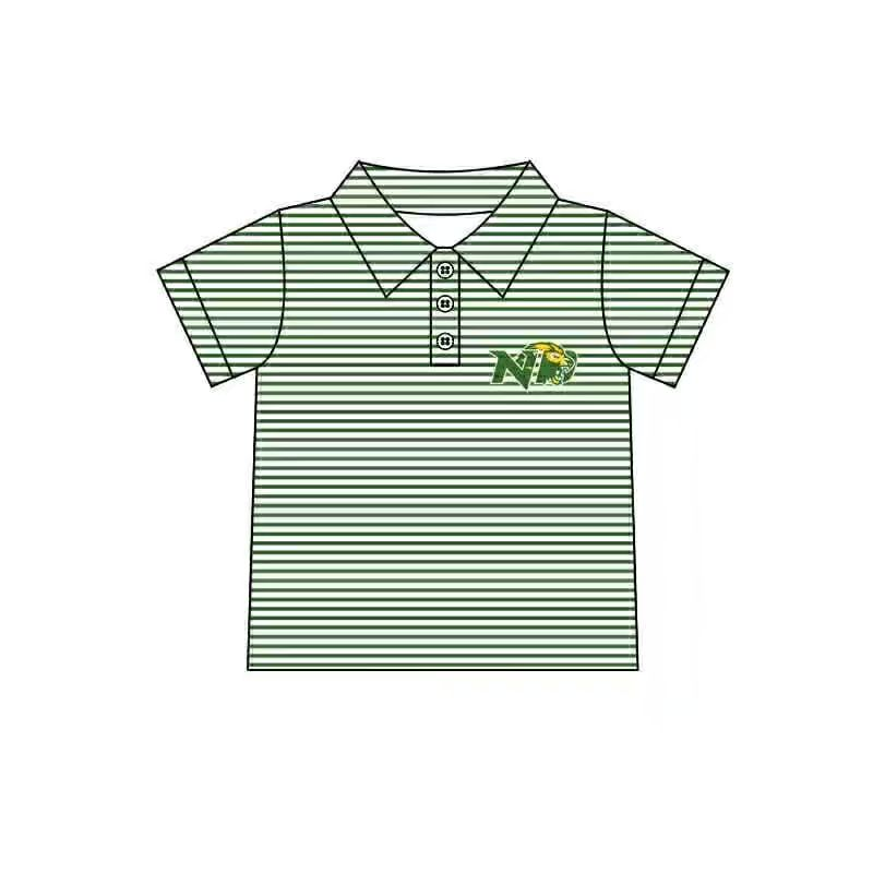 Custom moq 5 each style eta 6-7weeks baby girl clothes team green striped short sleeve top-25.8.21