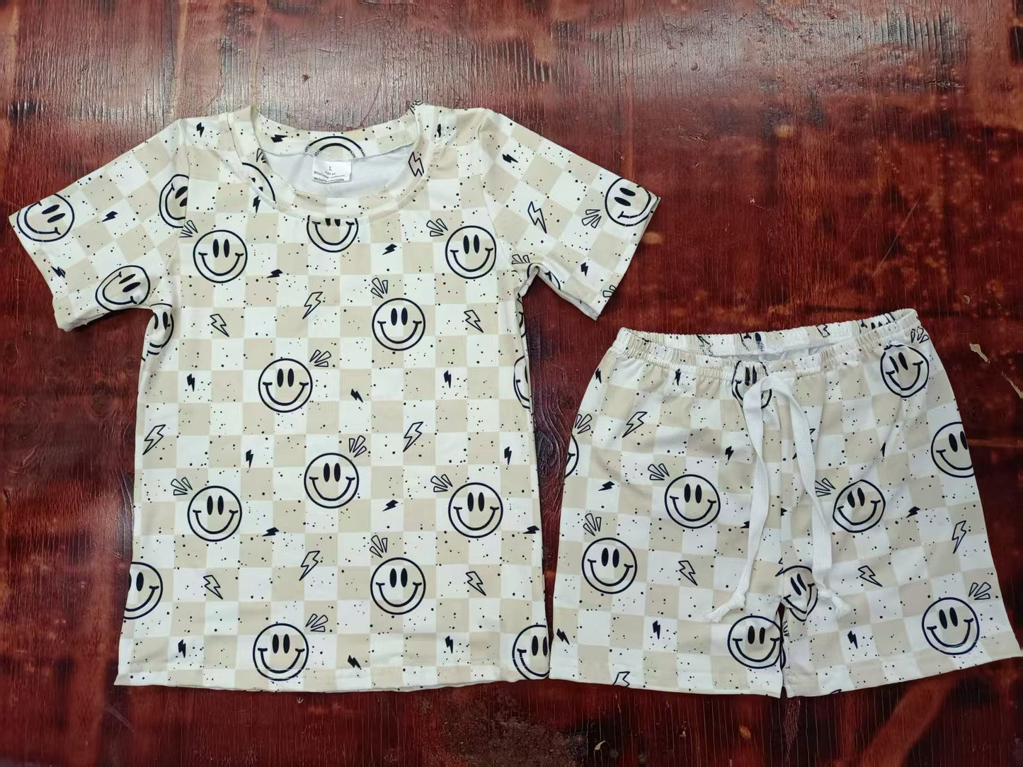 Custom moq 3 eta 6-7weeks baby boy clothes smiley short Sleeve shorts sets-25.5.8