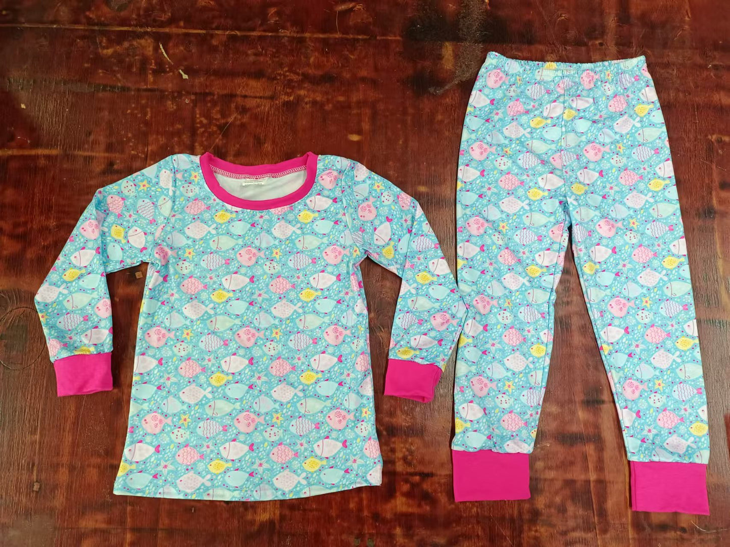 Custom moq 3 eta 6-7weeks Light blue fish long-sleeved suit