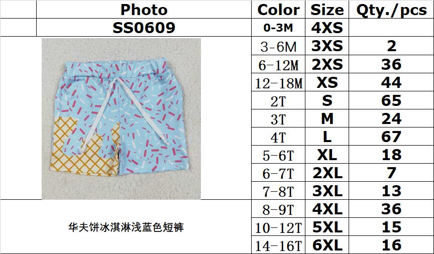 RTS NO MOQ SS0609 Waffle Ice Cream Light Blue Shorts