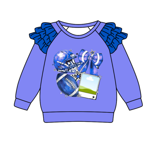 Custom moq 8 mix size milk silk summer team baby girls clothes blue long sleeve top-25.9.24