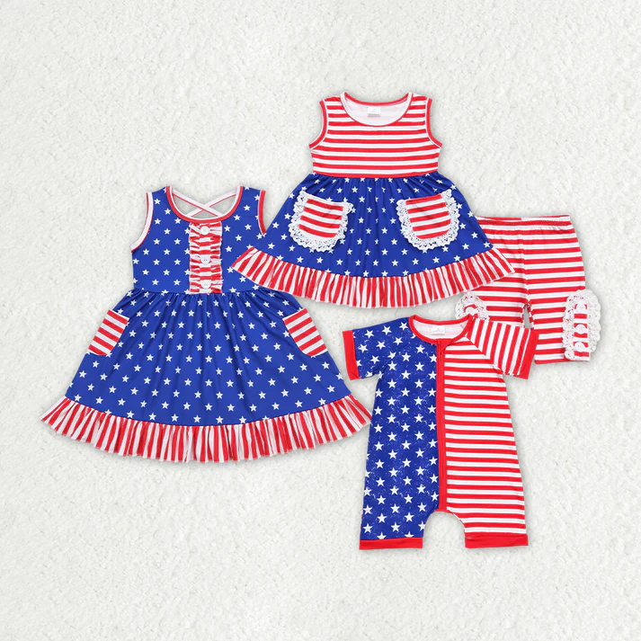 RTS NO MOQ Girls Boys stars Clothes Sets and romper