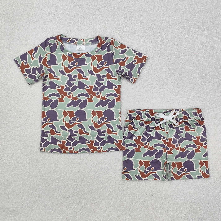 RTS NO MOQ Baby boy clothes camouflage short Sleeve shorts Suit