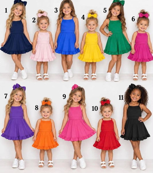 RTS NO MOQ Sibling baby girl clothes Solid red sportswear skirt swimsuit