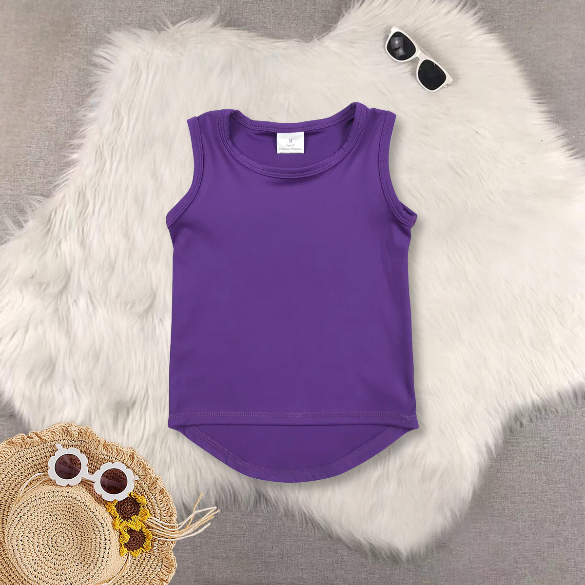 RTS NO MOQ Sibling Baby girls Clothes yoga solid color sleeveless tops-2