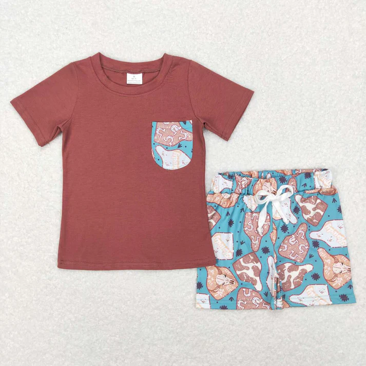 RTS NO MOQ baby boy Clothes camouflage sleeveless shorts Sets