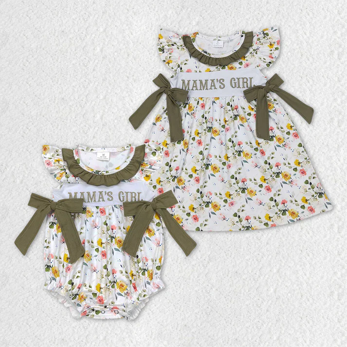 RTS baby girls clothes mama girl Short Sleeve dress rompers