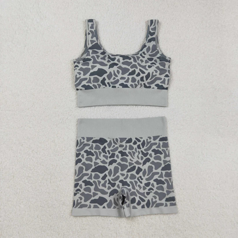 RTS NO MOQ Sibling Adult Women's camouflage Tank Top shorts sets