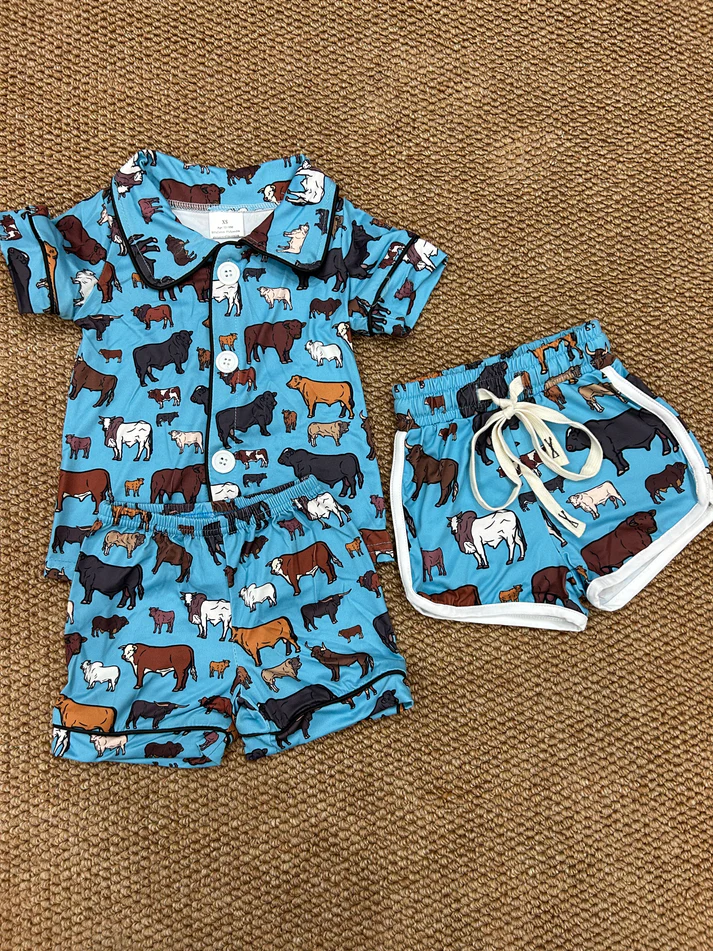 RTS NO MOQ Girls Boys short sleeve shorts pajamas sets and shorts Clothes