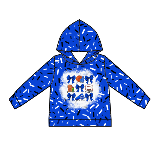Custom moq 5 mix size milk silk summer team baby girls and boys clothes bow blue hooded long sleeve top-25.10.24