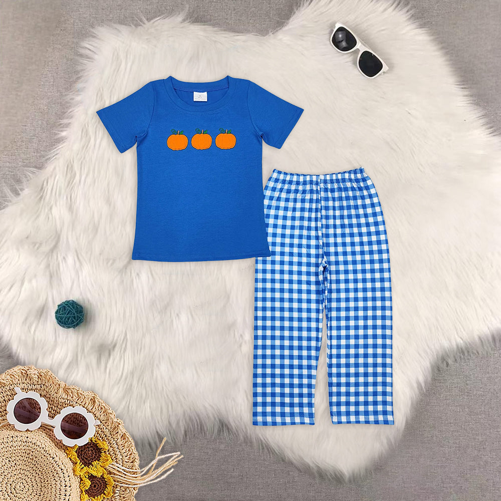 RTS NO MOQ baby boy clothes Embroidery short sleeve pants Sets
