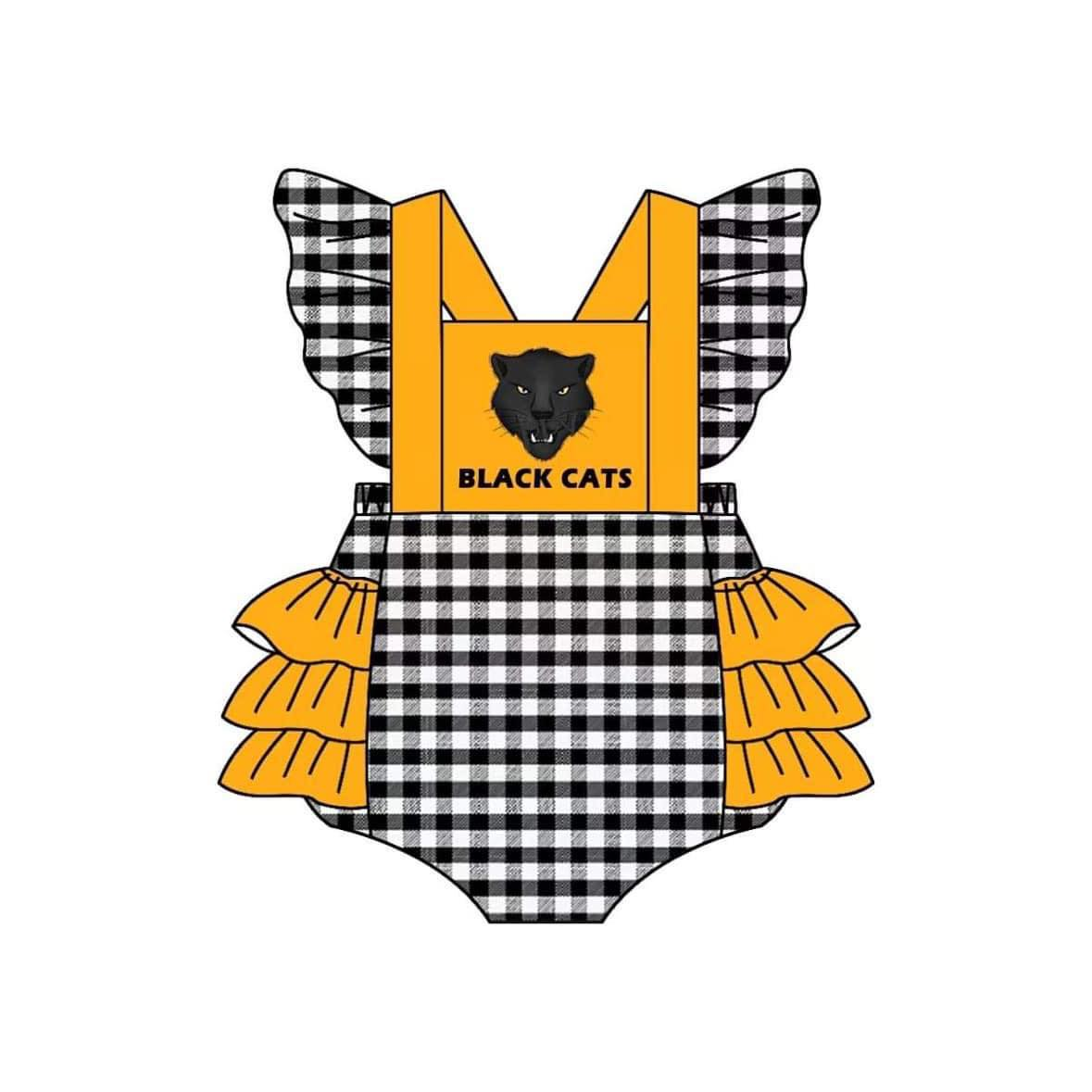 Deadline July 10th close custom no moq eta 6-7week black cat  Girls summer romper