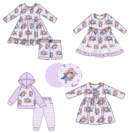 Custom moq 5 mix size eta 6-8weeks baby girl clothes hooded long sleeve pants set and shorts set and dress 2 and blanket