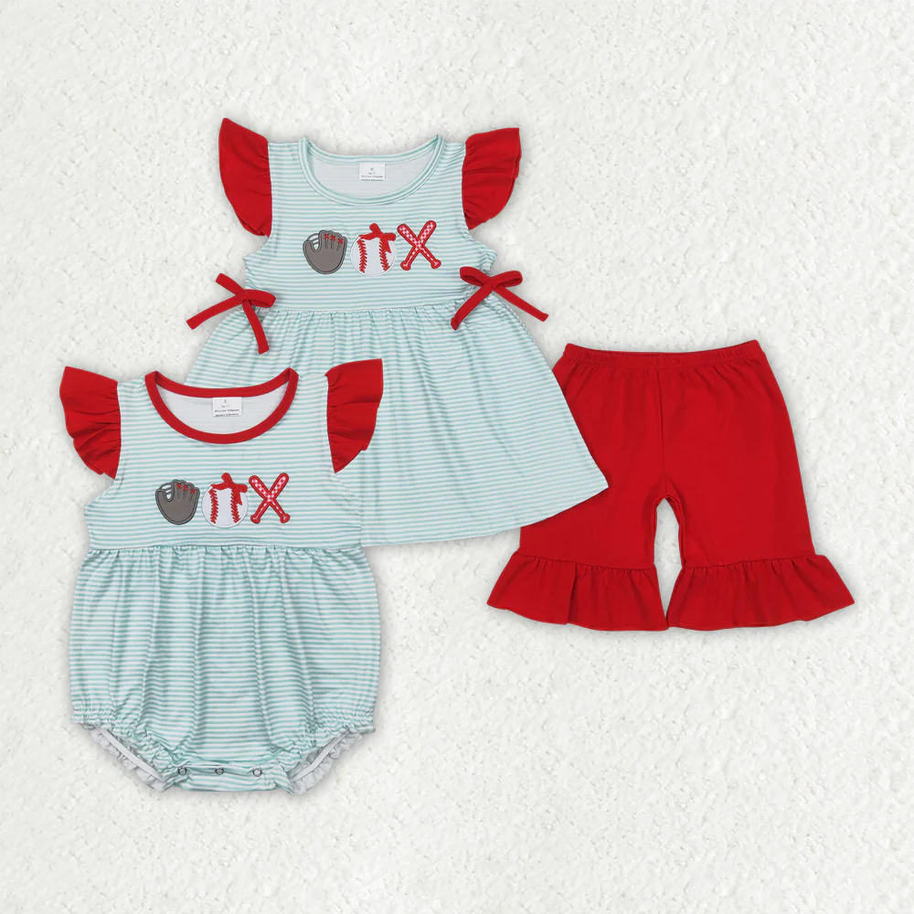 RTS NO MOQ baby boys clothes embroidery short sleeve Rompers Clothes Sets