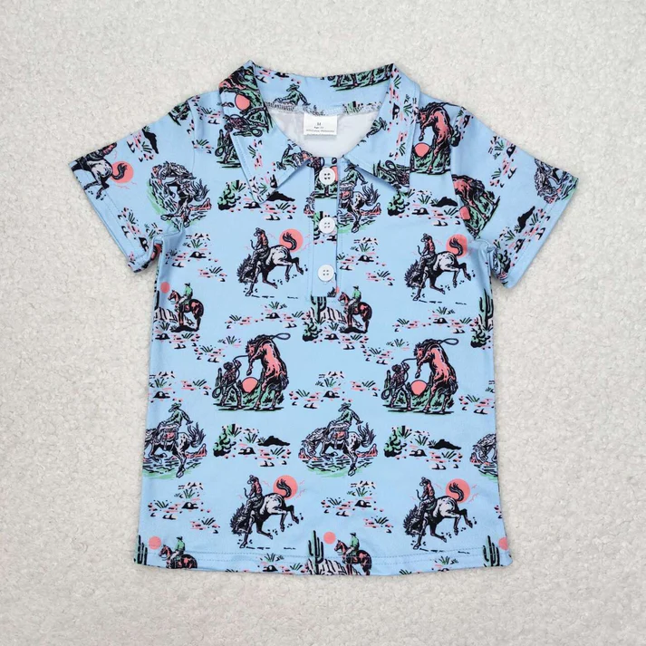 RTS NO MOQ Sibling Baby kid clothes pullover cow head button short sleeve tops