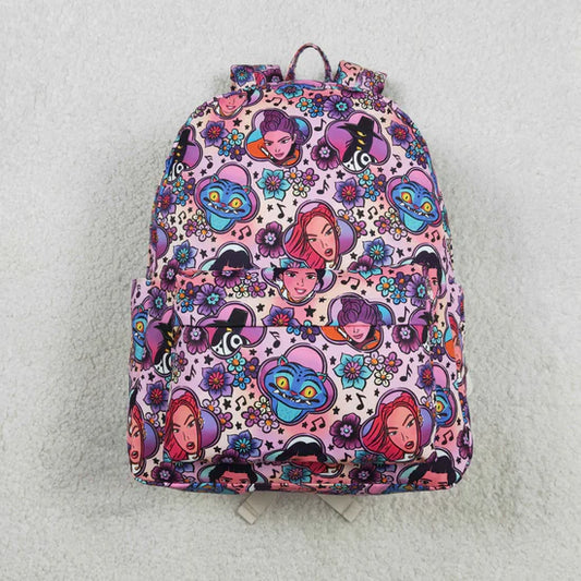 Best Sell RTS Purple School Backpack for Baby Kids with Zipper Floral Design Baby Kids Flowers Zipper School Bags