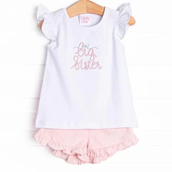 Deadline: May 20 custom no moq eta 5-6week big sister Girls white short-sleeved shorts suit