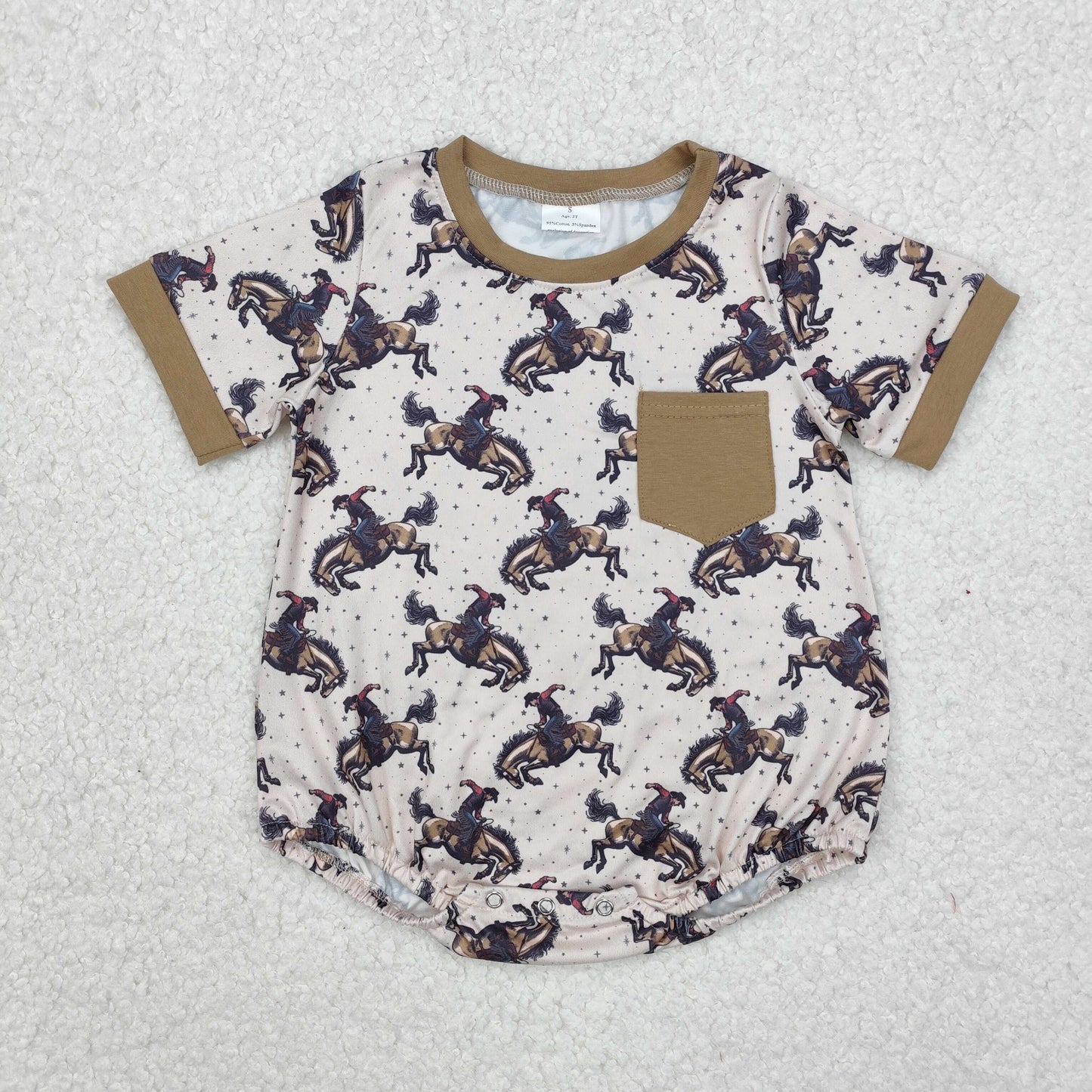 RTS NO MOQ ETA 5/7days arrived SR2085 Riding brown pocket beige short sleeve jumpsuit