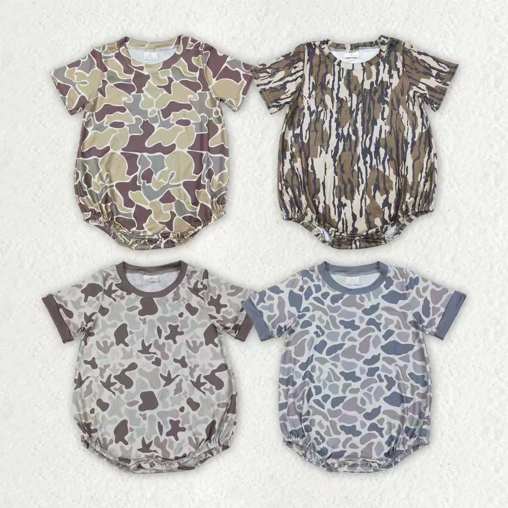 RTS NO MOQ Sibling baby Boys clothes camouflage duck short sleeve rompers