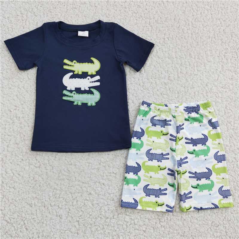 RTS NO MOQ Embroidery short-sleeved shorts suit & short-sleeved sets