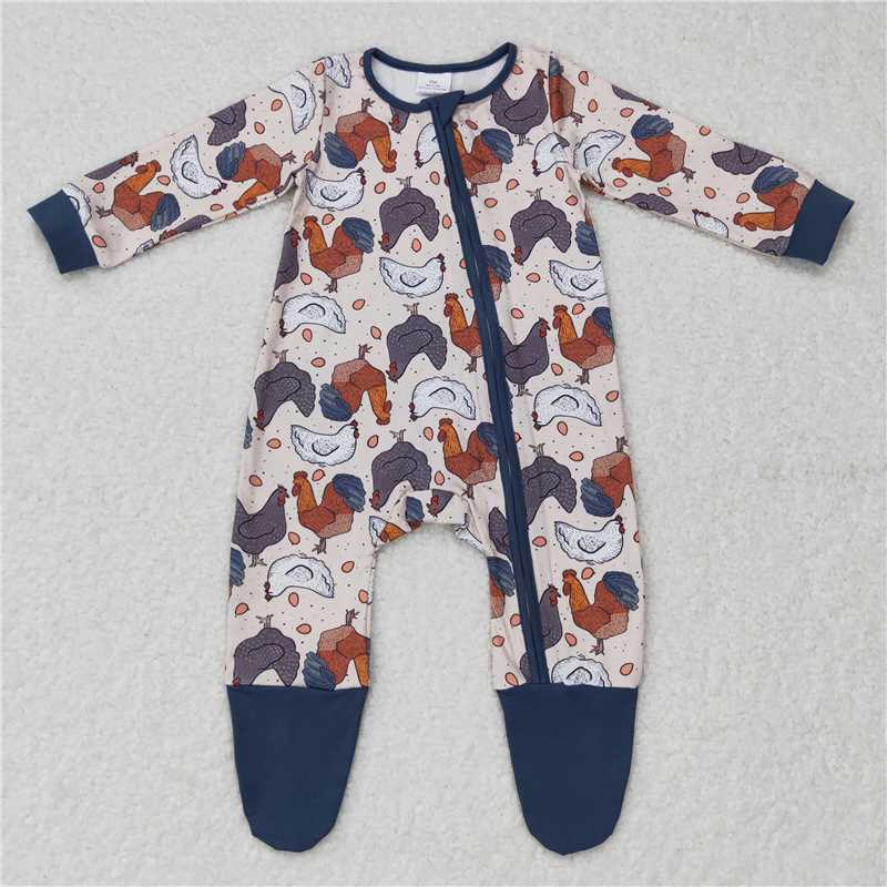 RTS NO MOQ（In Stock) Egg Pattern Beige Long Sleeve Bodysuit