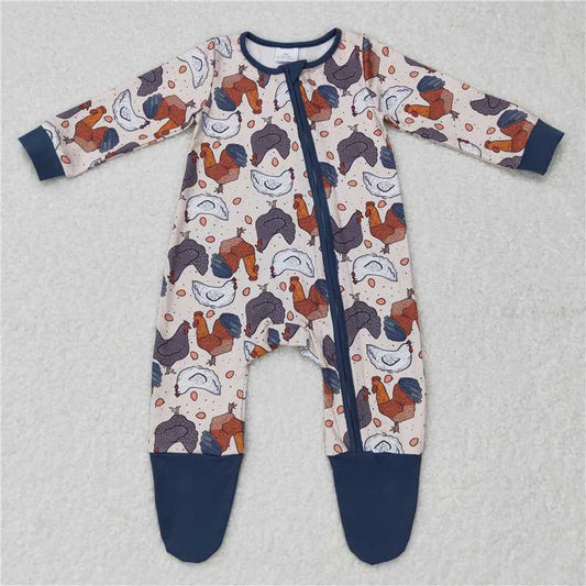 RTS NO MOQ（In Stock) Egg Pattern Beige Long Sleeve Bodysuit