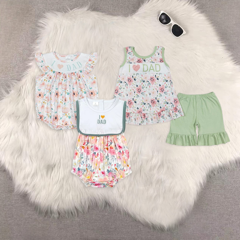 RTS NO MOQ baby girl clothes short-sleeved shorts suit & short-sleeved sets and romper