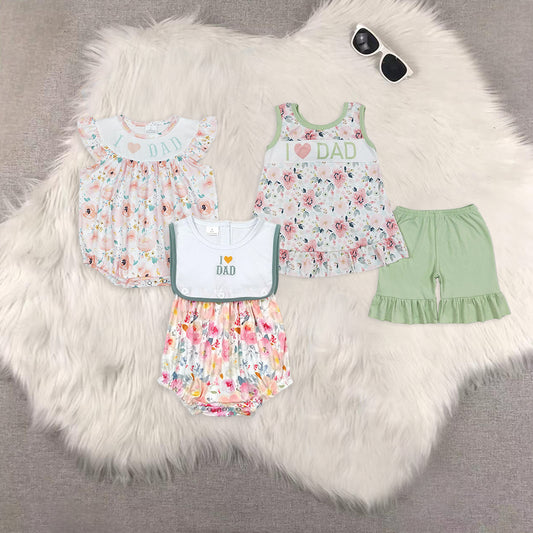 RTS NO MOQ baby girl clothes short-sleeved shorts suit & short-sleeved sets and romper