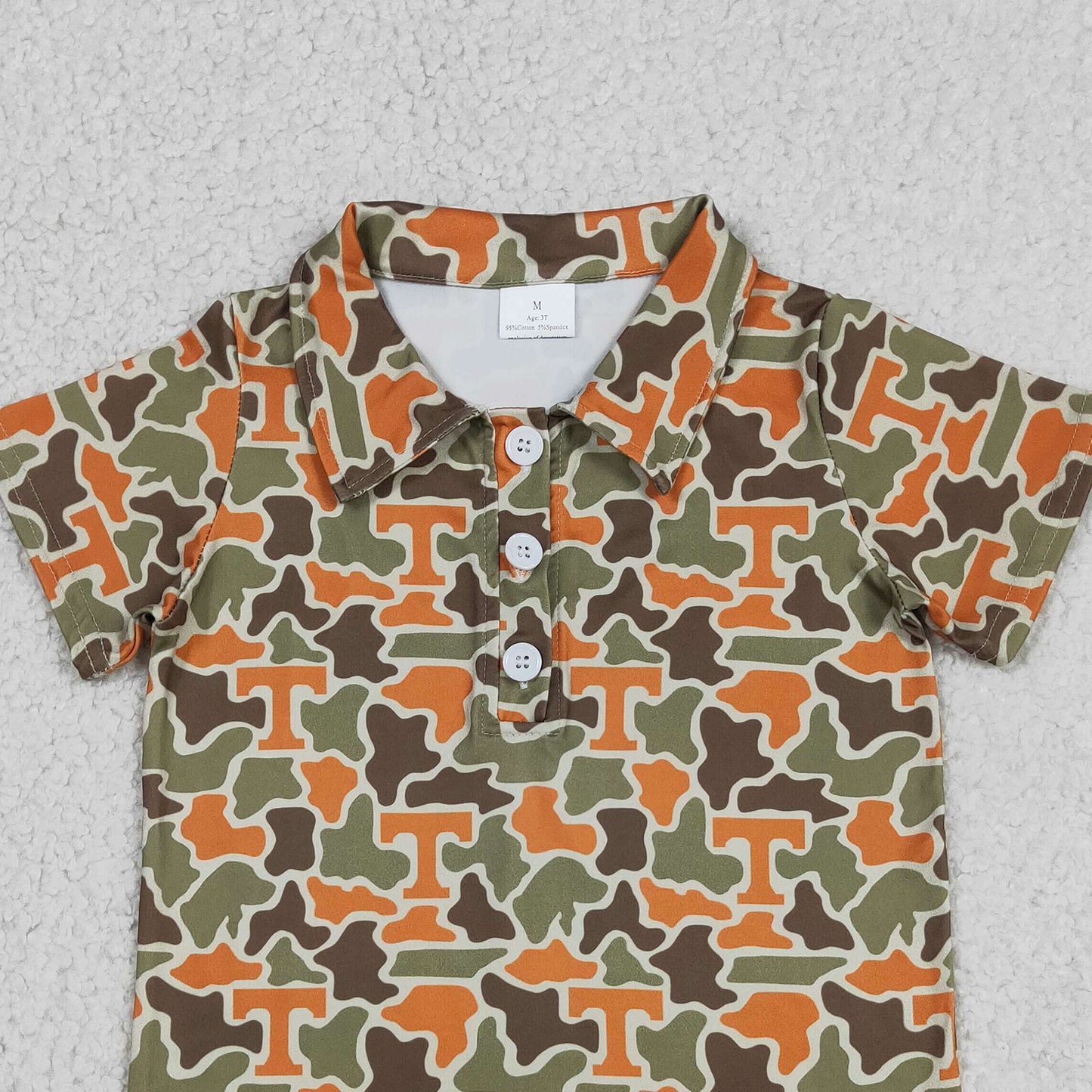 RTS NO MOQ milk silk BT1696 Baby Boys Short Sleeve Southern Camo Team Casual Button Polo Shirts Top