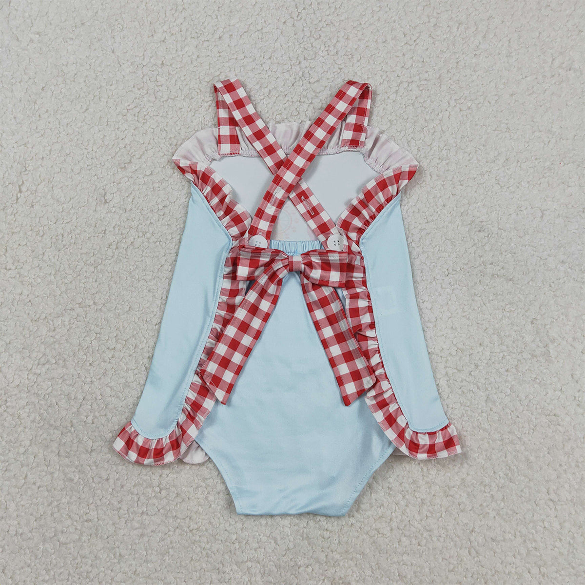 RTS NO MOQ SR3055 Baby Girls Ruffle Rompers with Strap Park Back Bows Cute Outfit