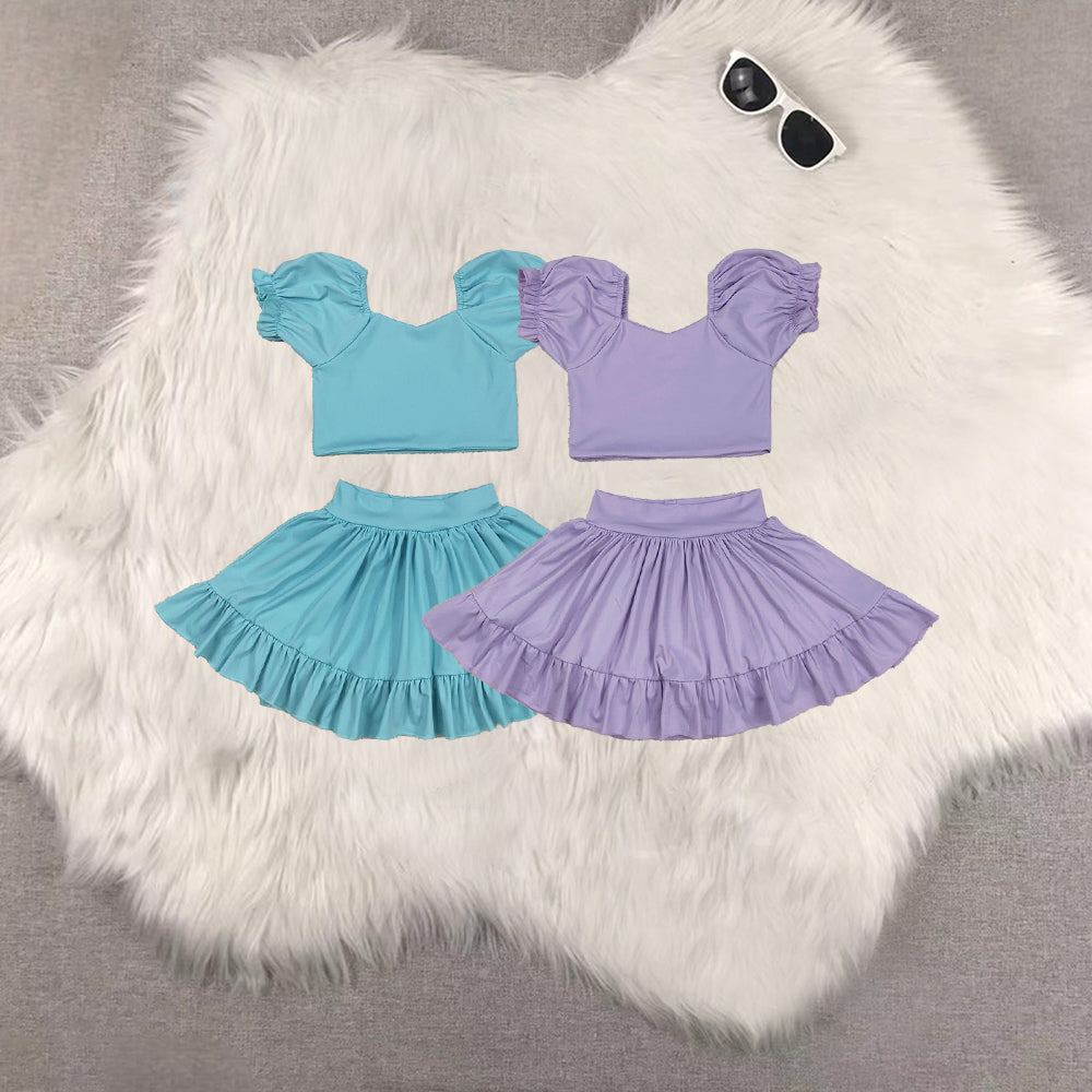 RTS NO MOQ Sibling baby Girls clothes yoga short sleeve Clothes Sets dress