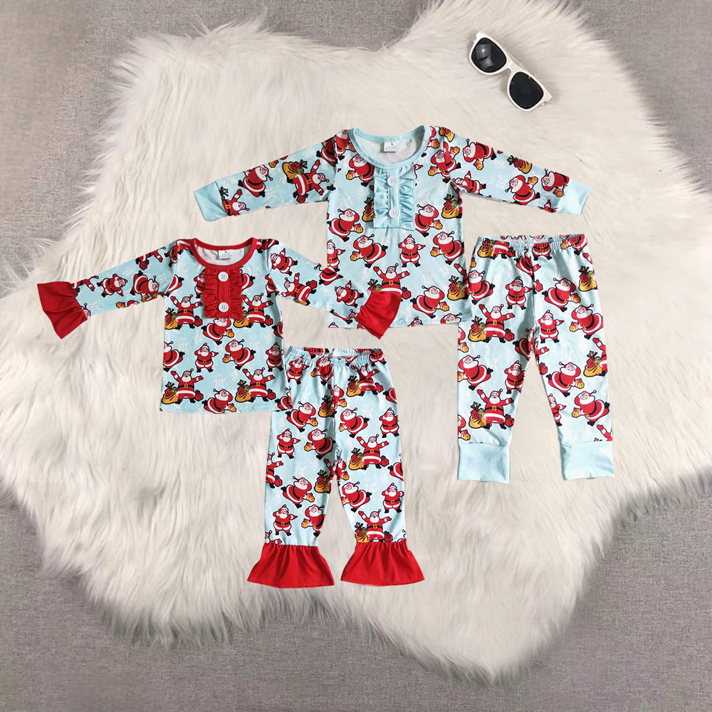 RTS NO MOQ Sibling baby girls boys clothes Christmas long-sleeved trousers suit