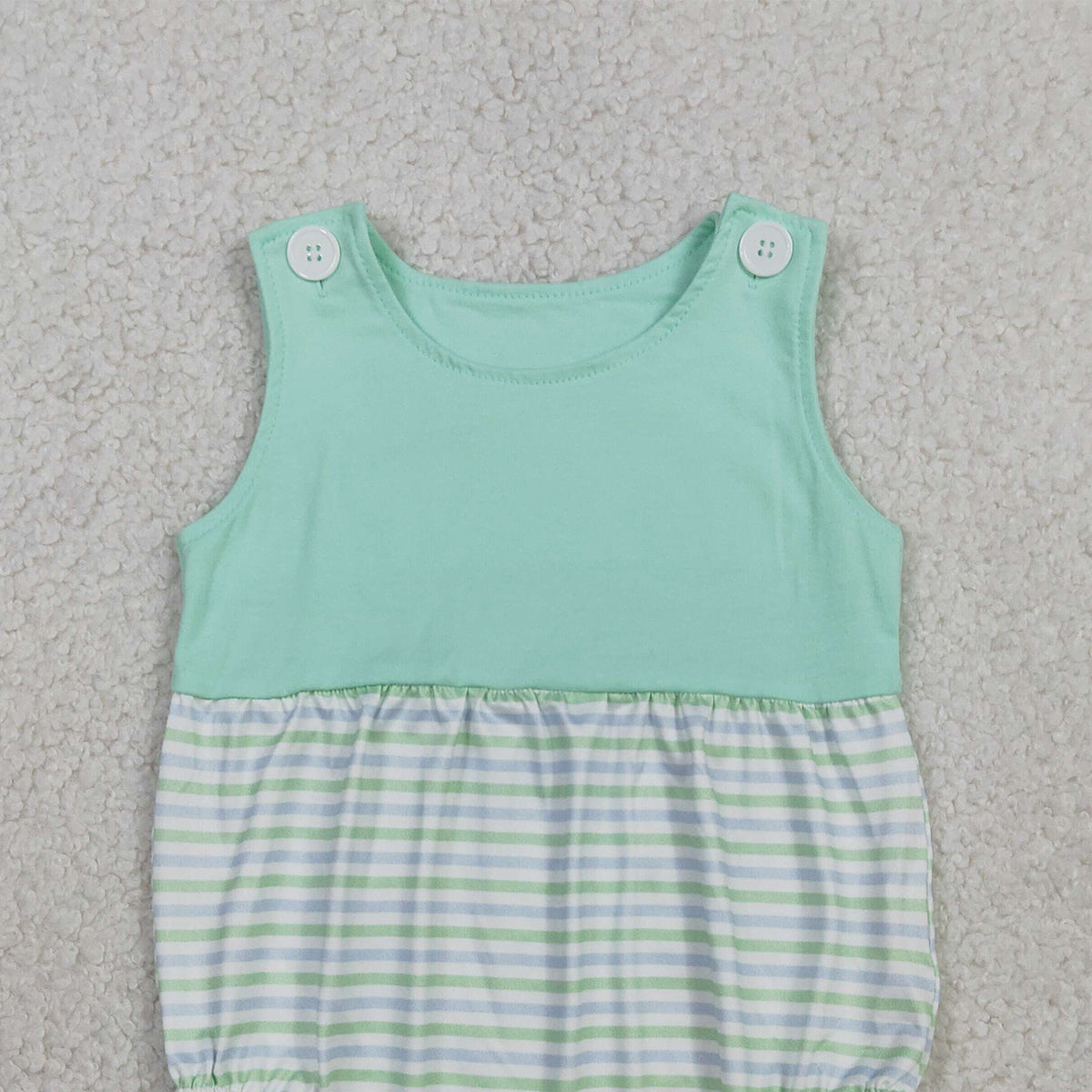 RTS NO MOQ SR3894 Baby Boys Sleeveless Green Stripe Rompers Summer Rompers Baby Clothes for Boys